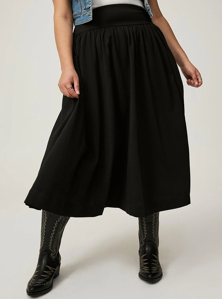 Wide Waistband Cotton Skirt