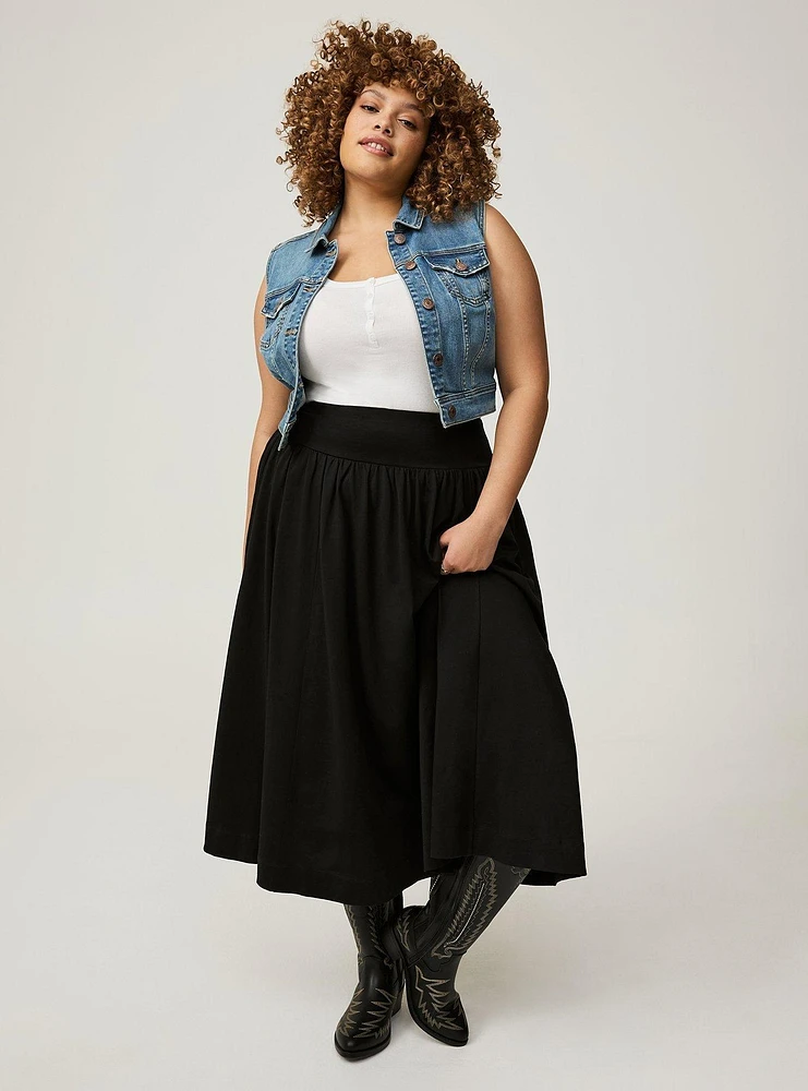 Wide Waistband Cotton Skirt