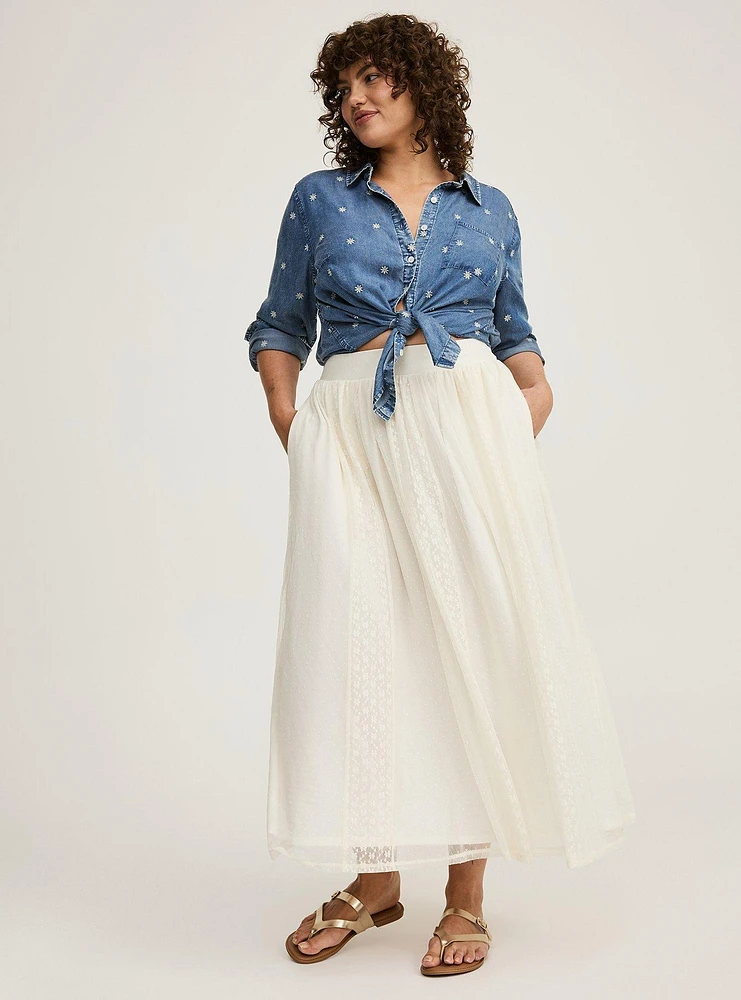 Maxi Swiss Dot Mesh Lace Skirt