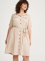 Mini Waist-Tie Shirt Dress