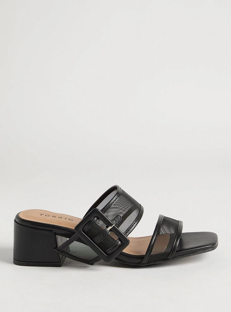 Mesh Buckle Double Band Block Heel (WW