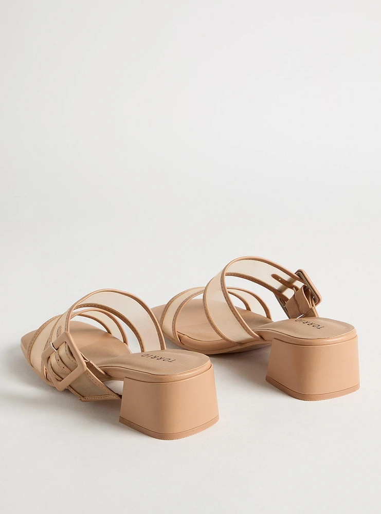 Mesh Buckle Double Band Block Heel (WW