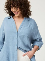 Drop Shoulder Button Down Shirt