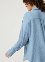 Drop Shoulder Button Down Shirt