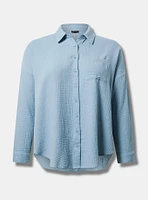 Drop Shoulder Button Down Shirt