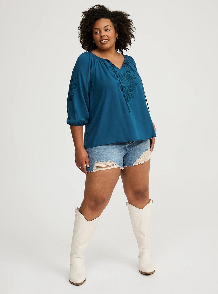 Challis Raglan 3/4 Sleeve Blouse