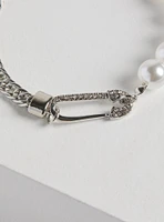 Pave Heart Pearl Bracelet Set