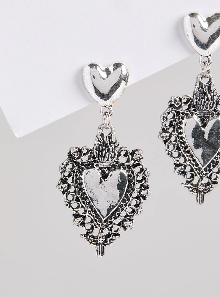 Antique Heart Drop Earring