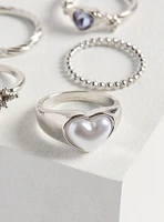 Pearl Heart Ring Set