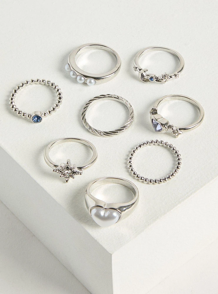 Pearl Heart Ring Set