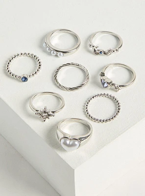 Pearl Heart Ring Set