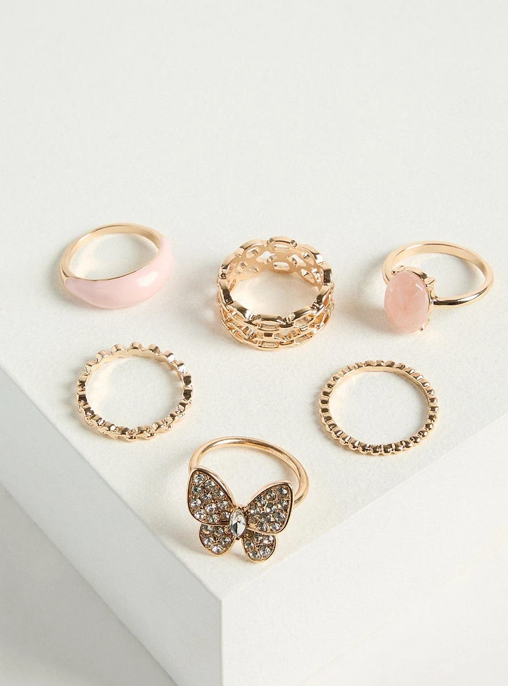 Pave Butterfly Ring Set