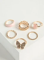 Pave Butterfly Ring Set