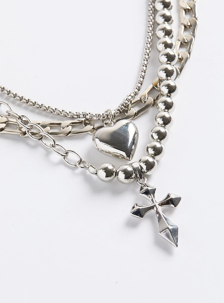 Cross & Heart Layered Necklace