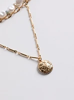 Pearl Disc Layered Necklace