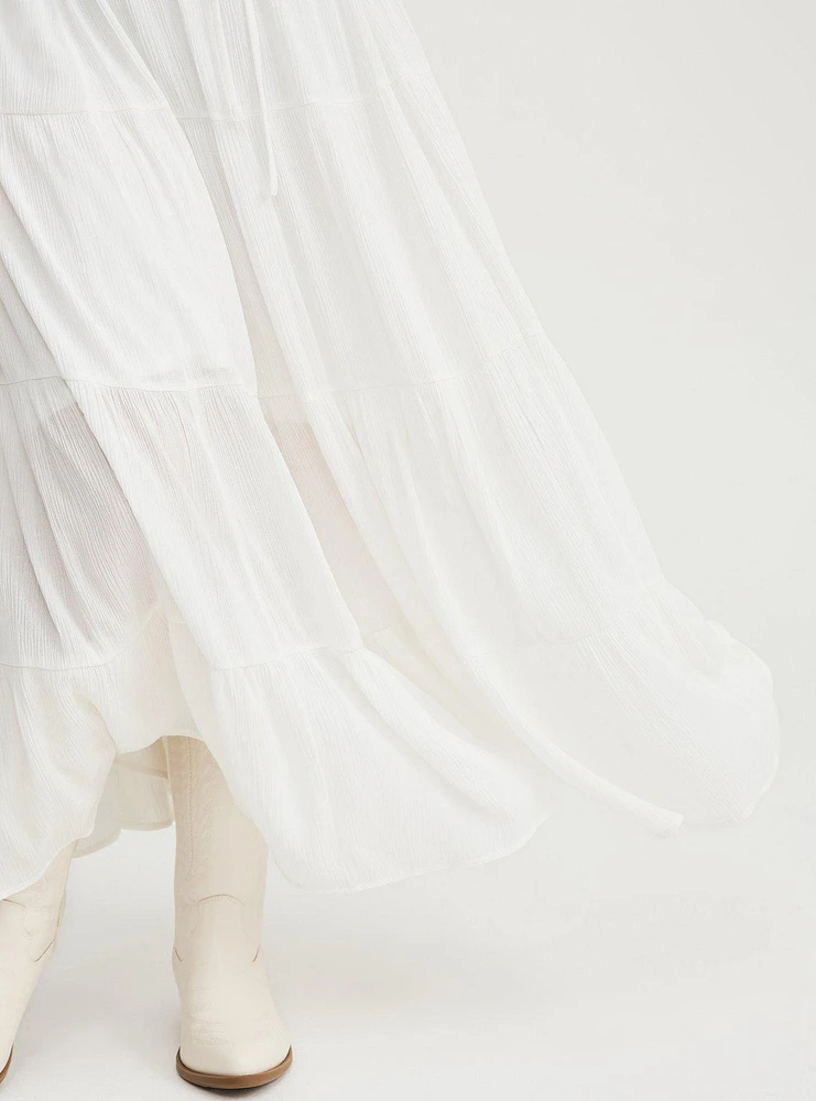 Shirred Tiered Maxi Skirt