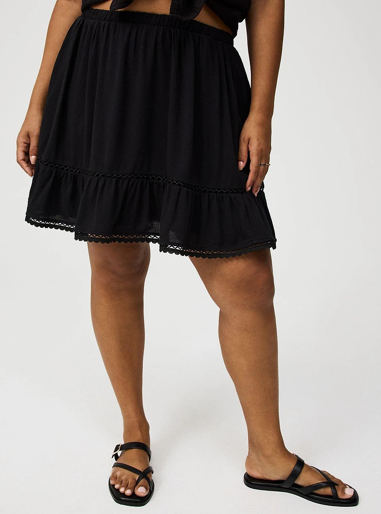 Tiered Lace Trim Mini Skirt