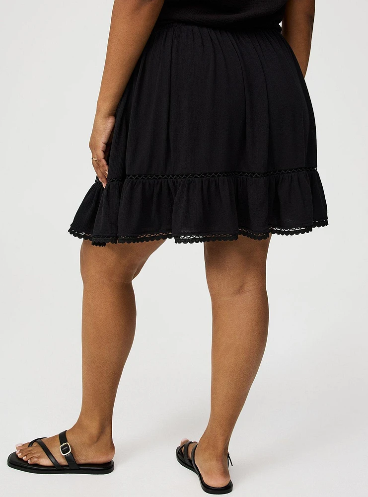 Tiered Lace Trim Mini Skirt