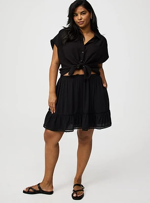 Tiered Lace Trim Mini Skirt