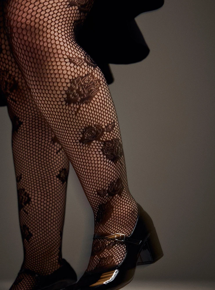 Nightfall Fishnet Floral Tights