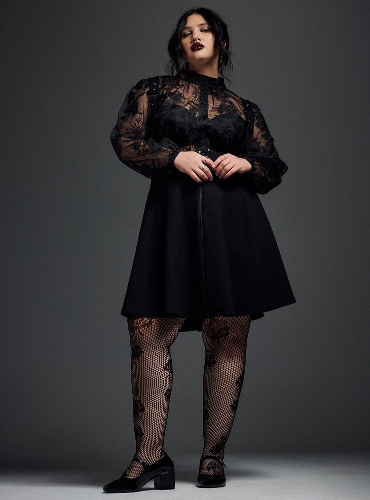 Nightfall Fishnet Floral Tights