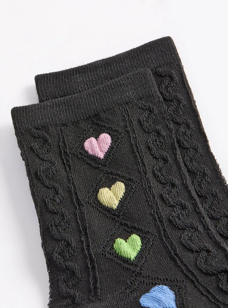 3-Pack Heart Crew Socks