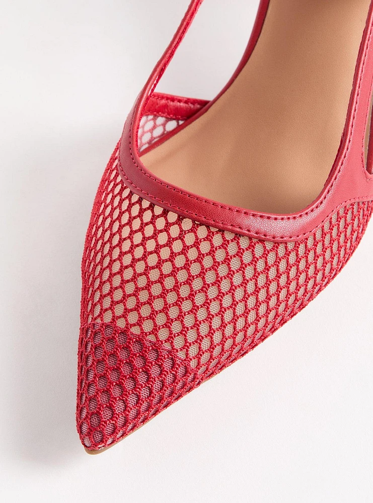 Fishnet Slingback Kitten Heel