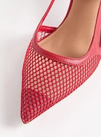 Fishnet Slingback Kitten Heel