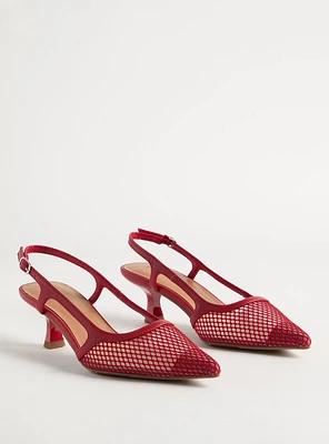 Fishnet Slingback Kitten Heel