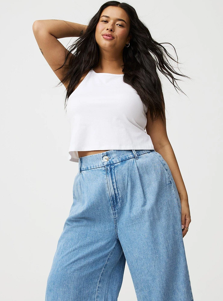 High-Rise Wide Leg Denim Trouser