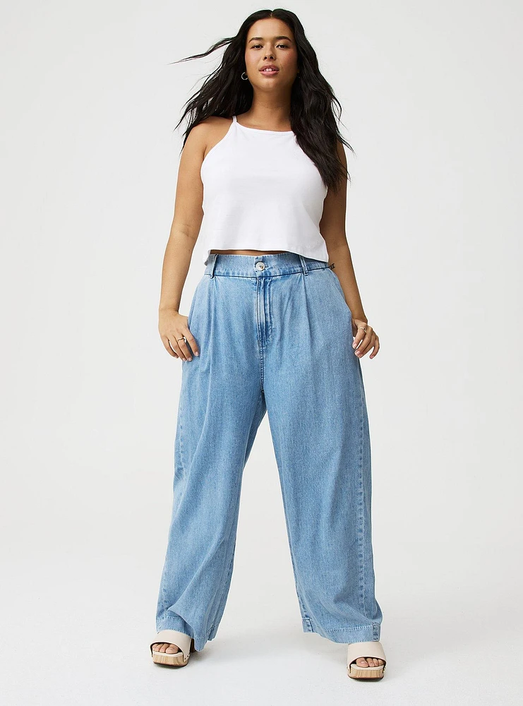 High-Rise Wide Leg Denim Trouser