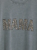 Cheetah Mama Relaxed Cotton Crew Roll Cuff Tee