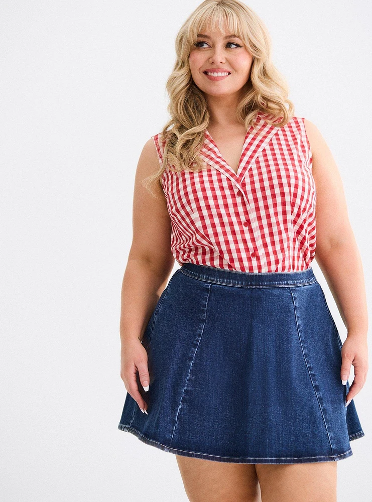 Retro Chic Denim Mini Skort