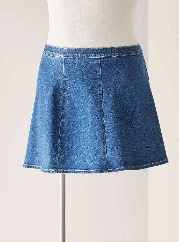 Retro Chic Denim Mini Skort