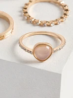 Pave Stone Ring Set