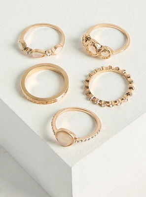 Pave Stone Ring Set