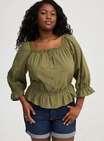 Cotton Dobby Square Neck Top