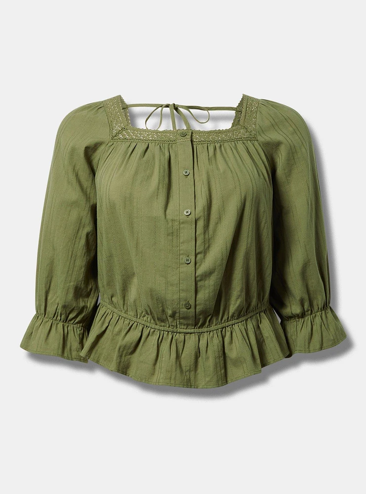 Cotton Dobby Square Neck Top