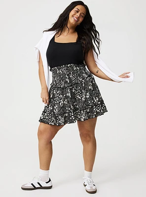 Smocked Ruffle Mini Skirt