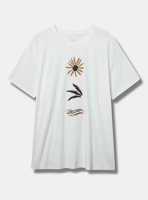 Beach Symbols Oversized Heritage Jersey Embroidered Tee