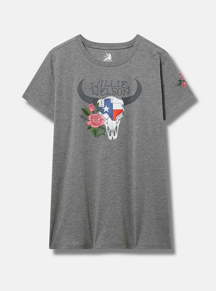 Willie Nelson Steer Skull Classic Cotton Crew Tee