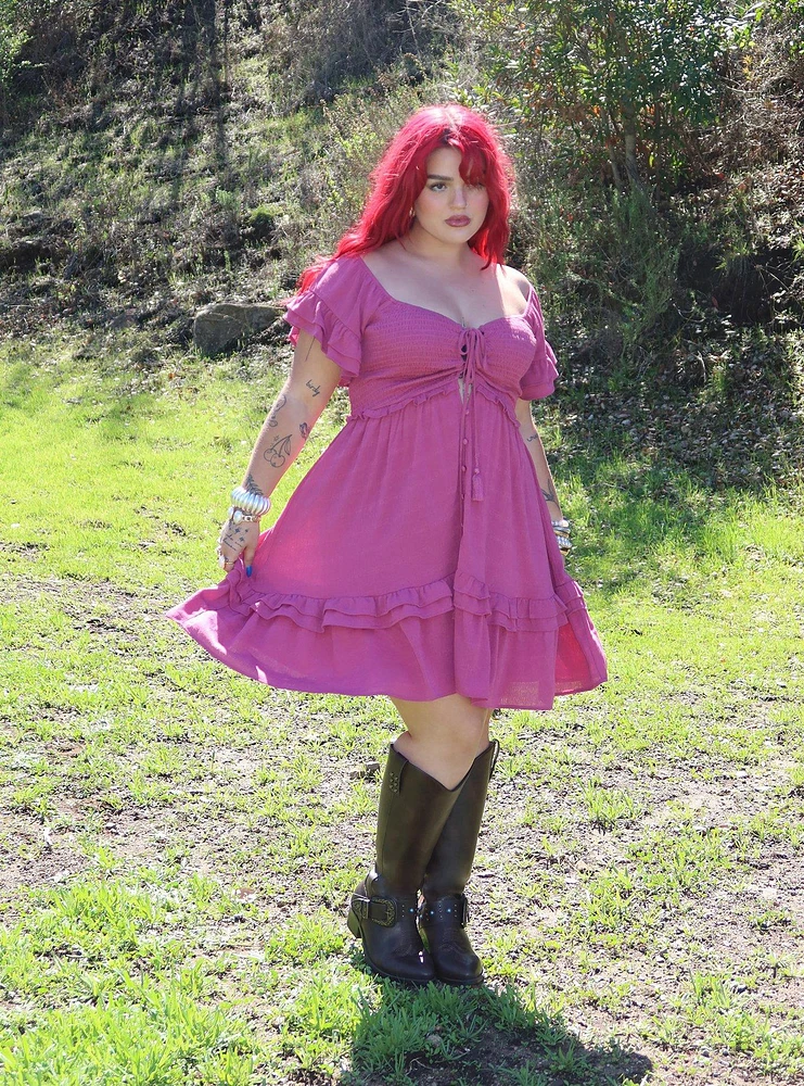 Festi Lace-Up Mini Dress
