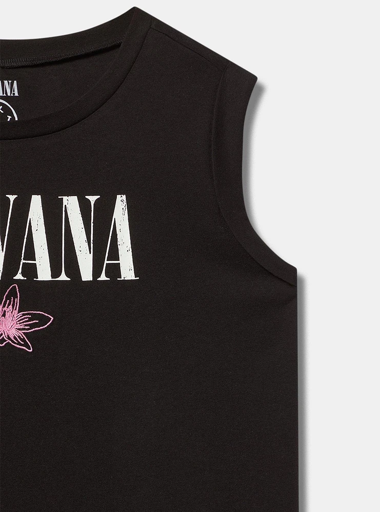 Nirvana Cotton Roll Sleeve Embroidered Tank