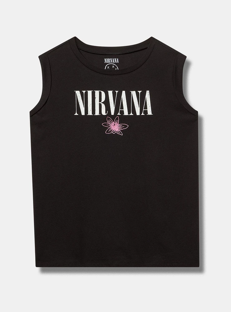 Nirvana Cotton Roll Sleeve Embroidered Tank