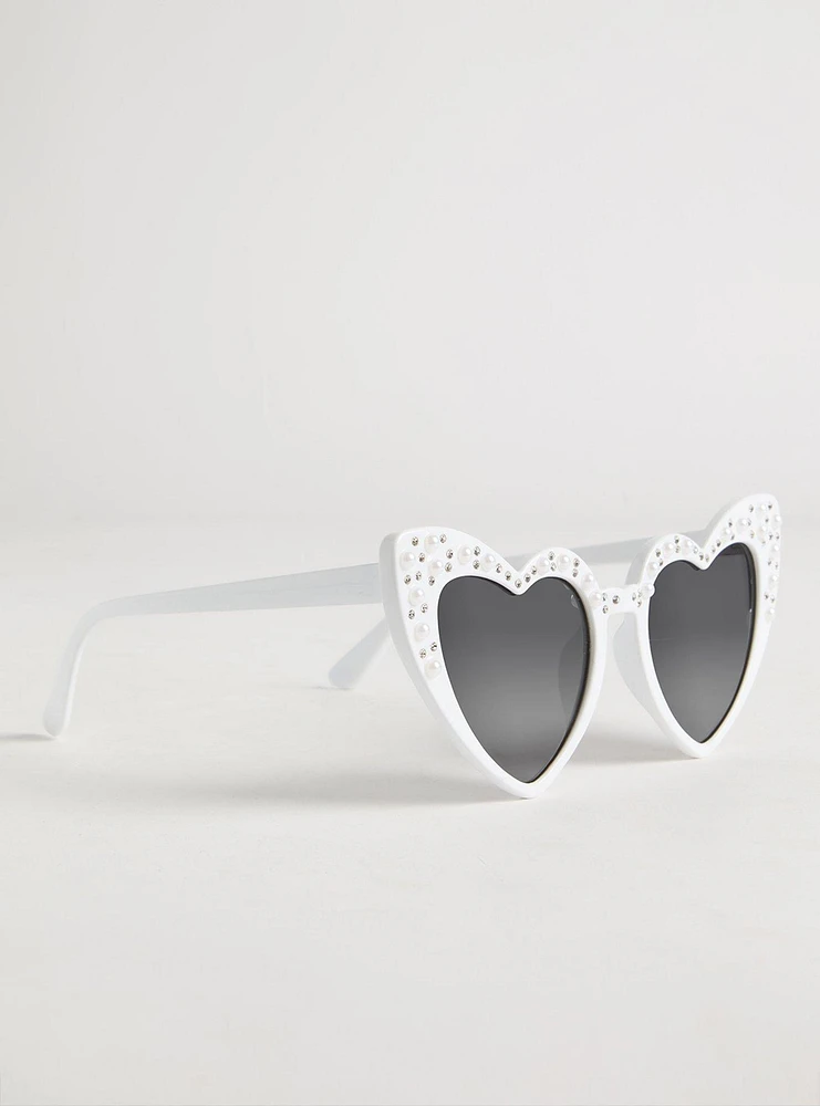 Pearl Heart Cateye Sunglasses
