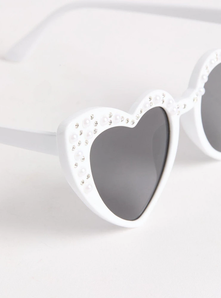 Pearl Heart Cateye Sunglasses