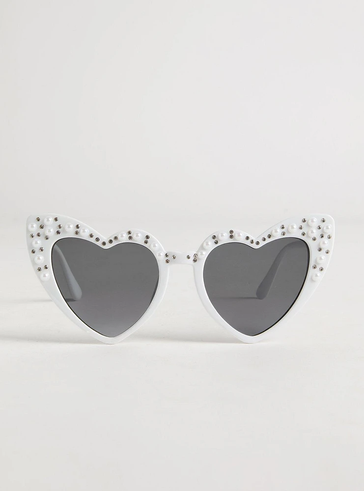 Pearl Heart Cateye Sunglasses