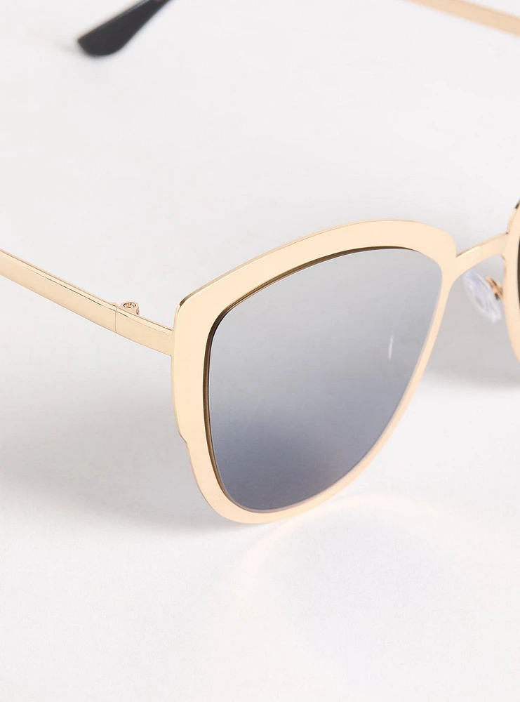 Cateye Metal Smoke Lens Sunglasses