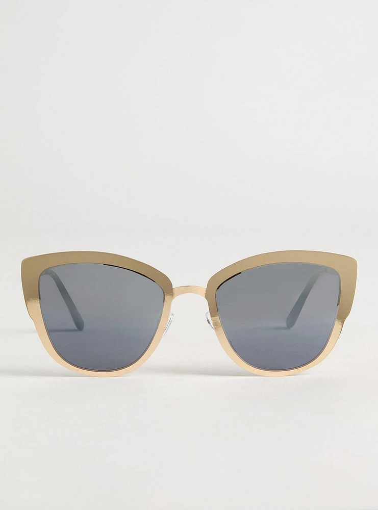 Cateye Metal Smoke Lens Sunglasses