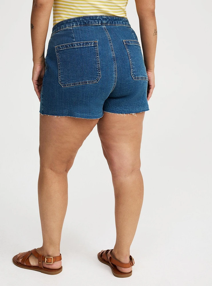 Mid-Rise Denim Skort